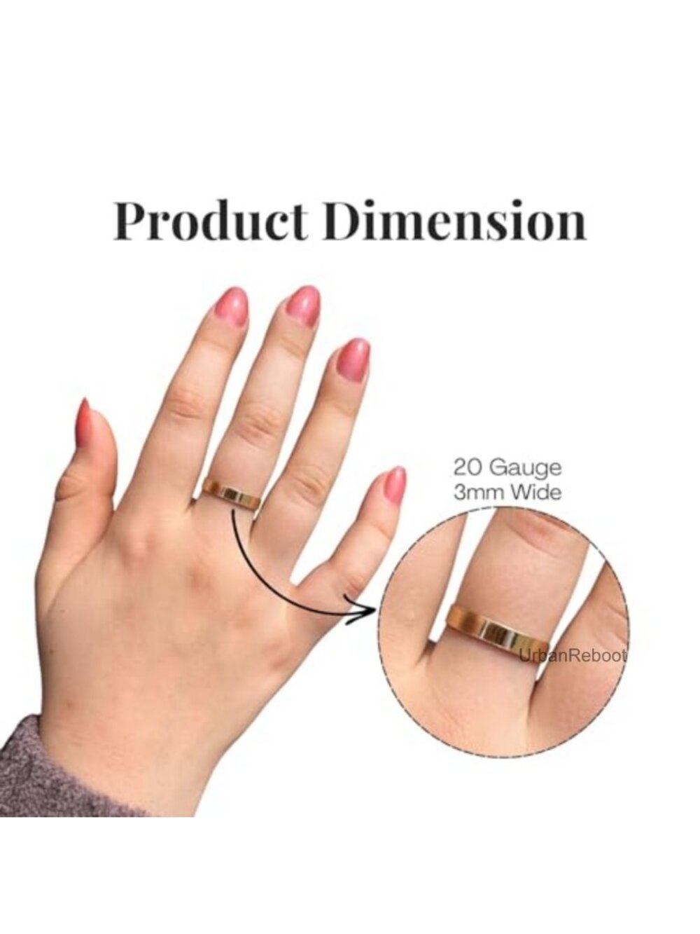 14k Gold Filled Thumb Ring Women Size 7 Waterproof Stackable 3mm Band